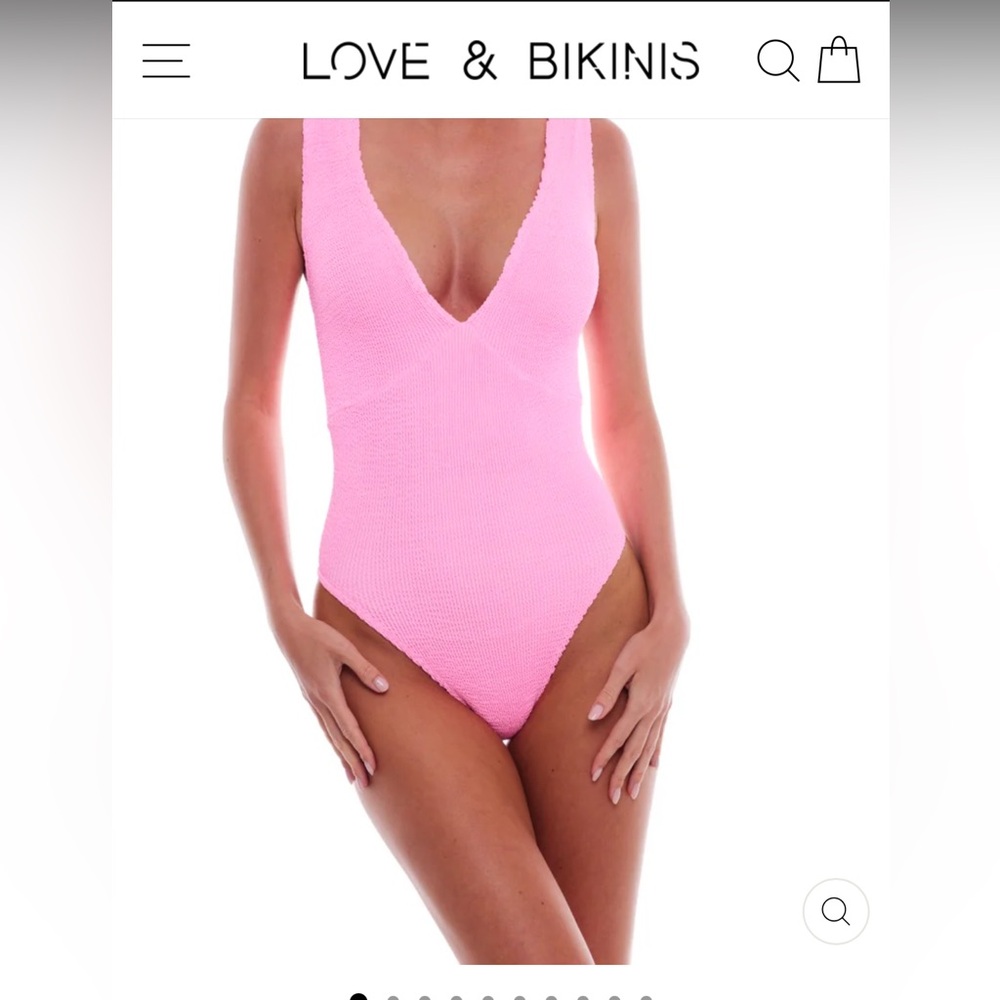 Pink V-Neck One Piece Swimsuit